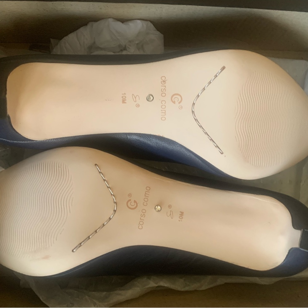 NEW in Box Corso Como “Lara” Leather Navy Blue Heels, Size 10M - Picture 4 of 8